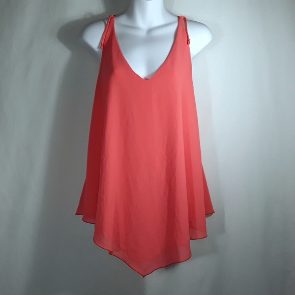 Kanvas Tops - Kanvas Asymetrical Sleeveless Peach Tank Top MED Kanvas Tops - Kanvas Asymetrical Sleeveless Peach Tank Top MED